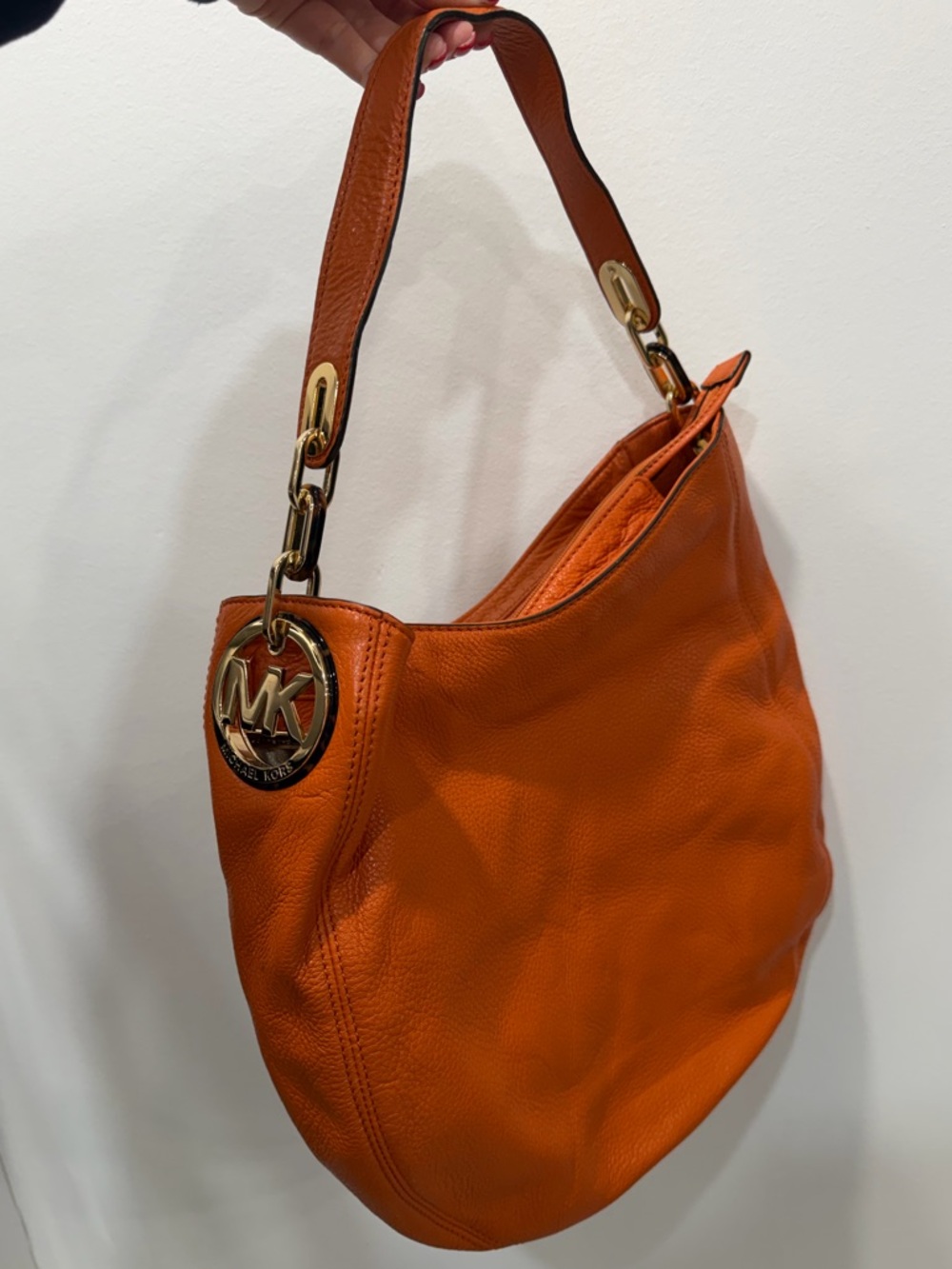 Michael Kors | Orange Pebbled Leather Shoulder Hobo